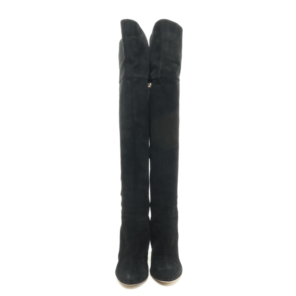 Valentino Bowtie Back Suede Leather OTK Over the Knee Boots Women EU 36.5 Black - Picture 3 of 13